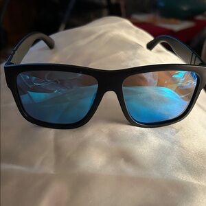 Stylish Black Sunglasses with Blue Lenses